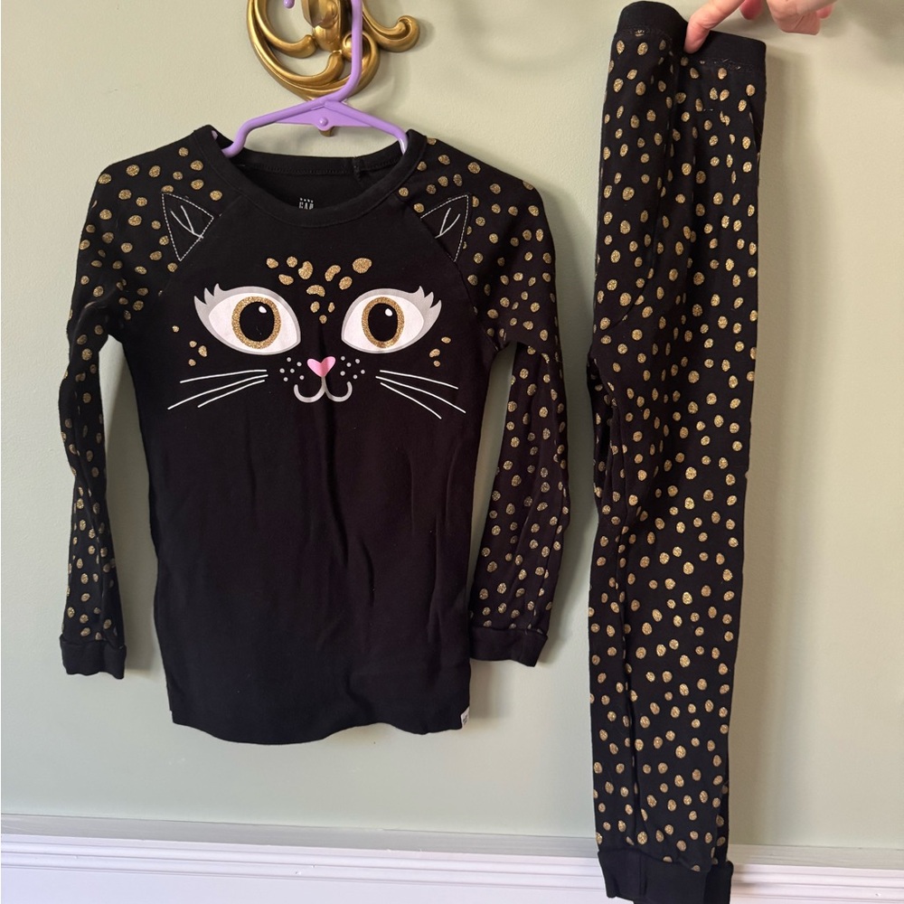 GAP Toddler Polka Dot Black Cat Pajamas